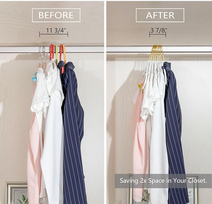 MIZGI Premium Velvet Pants Hangers with Adjustable Clips (Pack of 20) Slim Skirt Hangers- Non Slip Felt Outfit Dress Hangers White - Gold Hooks,Space Saving Shirt Clothes Hangers