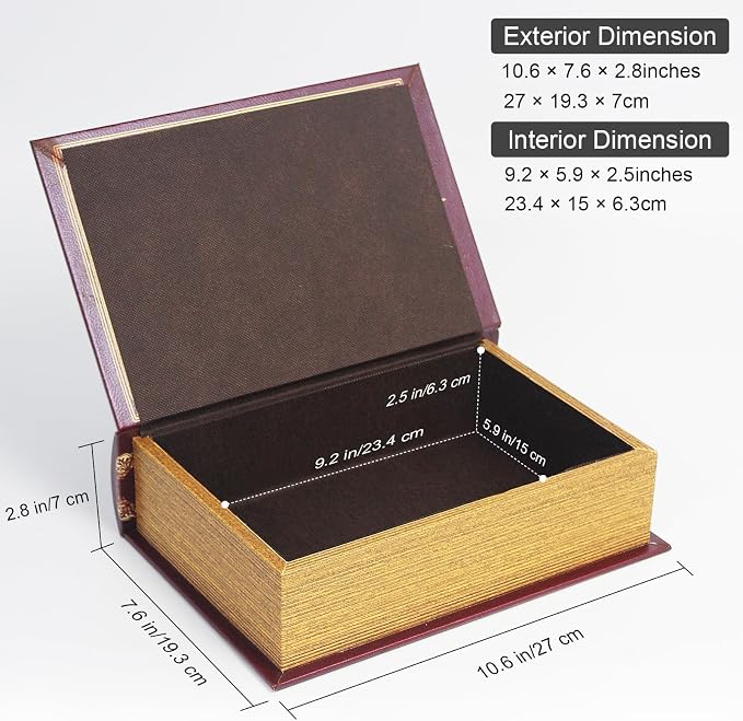 PACOLO Decorative Book Boxes, Faux Wood cover Storage for Hidden Jewelry, Money, and Cash (Classic Fairy Tale)