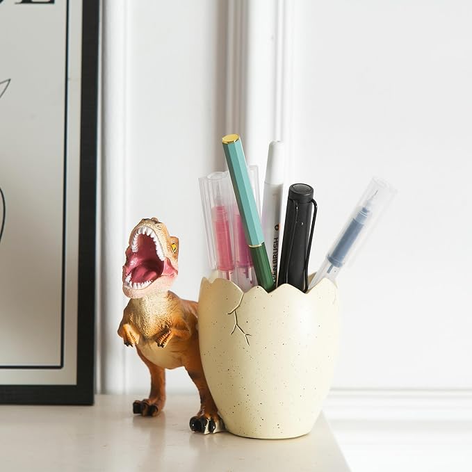 Dinosaur Pen Holder & Pencil Holder for Desk, T-Rex Desk Accessories Jurassic Park Office School Supplies, Dino Toothbrush Holder, Idea Gifts for Adults Kids Women Men