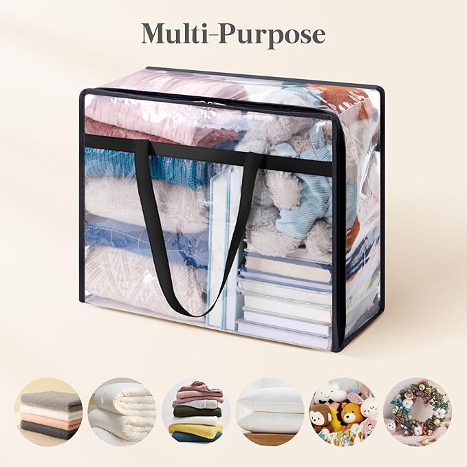 Lifewit 16 Pack Clear Clothes Storage Bags, 45L Plastic Blanket Storage Bag, Vinyl Foldable Moving Bags with Zipper, Closet Organizers and Storage Containers for Bedding, Duvet, Comforter