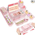 25 Pcs Clear Drawer Organizer, Adjustable Drawer Storage Box, 3-Size Desk Drawer Organizer, Acrylic Storage Bins for Makeup, Kitchen Utensils, Bedroom Dressers Tool Organizer for Gadgets, Pink