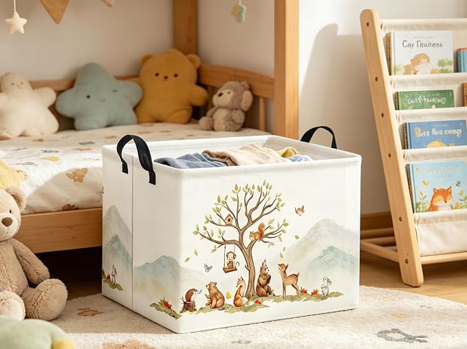 Kids Baby Storage Basket for Boy and Girls - Gift Basket Empty Book Shelf - Rectangular Animal Room Decor for Bedroom Bathroom