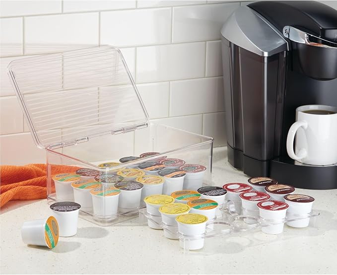 iDesign Stackable Coffee Pod Holder for K-Cup Pods, Set of 2, Clear | 29 K-Cup Capacity