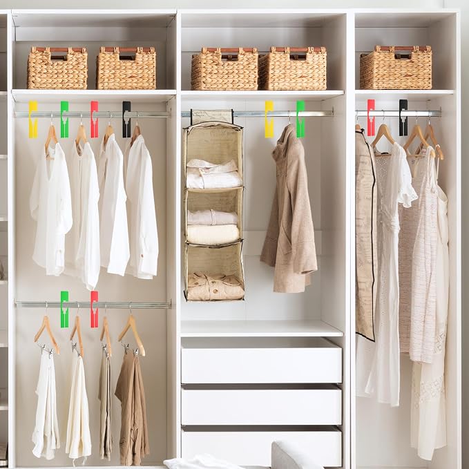 uxcell 10 Pcs Clothes Dividers,Rectangle Closet Rack Dividers Clothing Rack Size Dividers Blank Labels Writable & Reusable for Hanging Clothes Sorting Size, 5 Colors