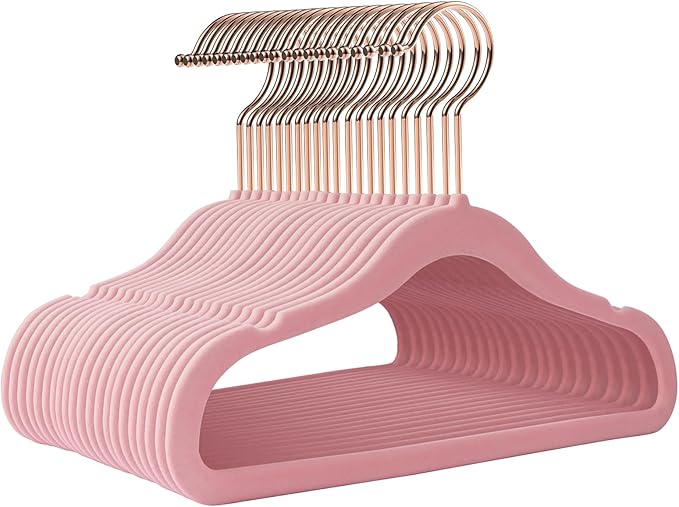 Kids Hangers 14 Inch 50 Pack,Velvet Baby Clothes Hanger,Pink Hanger | Velvet Hangers,Non Slip,Space Saving,Durable,For Baby/Infant/Toddler/Kids