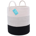 OrganiHaus Tall Cotton Rope Laundry Basket & Hamper, Blanket Storage 52L | 3-Toned Black - Tall Cotton Rope Hamper, 52L