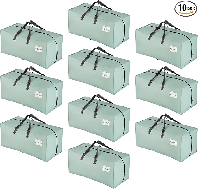 VENO 10 Pack Heavy Duty Moving Bags with Backpack Straps, Zippers & Handles, Extra Large Packing Bags for College Dorm Essentials, Moving Supplies Alternative to Cardboard Moving Boxes