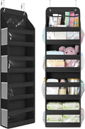 Yecaye 5 Tier Over the Door Organizer, Swing-proof Door Organizer Hanging with Clear PVC Windows, Behind the Door Storage for Bedroom Nursery Closet Laundry Pantry Bathroom, Black