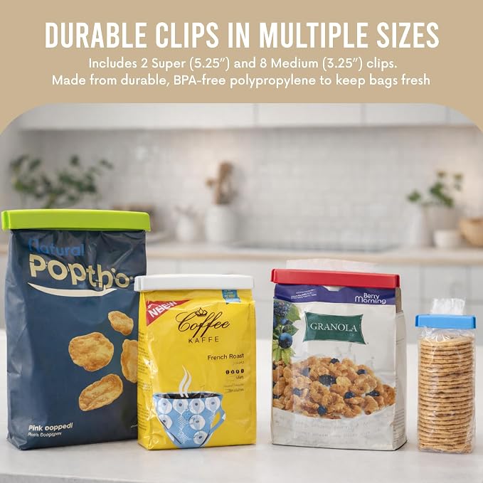 Linden Sweden Twixit Bag Clips - Keep Food Fresh, Stop Spillage - Easily Date Stamp Frozen Bags - Chip Clips for Storage and Organizing - Microwave, Freezer & Dishwasher-Safe - BPA-Free - Set of 10