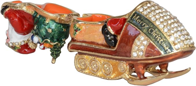 Christmas Ornament Trinket Box Jewelry Box Hand Painted Decorative Box with Hinged Lid Ring Earring Holder Holiday Figurine Collectible