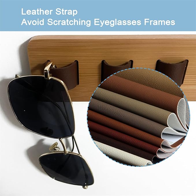 Sunglasses Organizer Wall Mounted Wood Sunglass Holder for Home Glasses Holder/Sunglasses Rack,Home Decor (Wood color-1pcs-long)