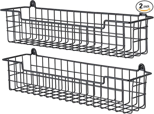 Spice Rack Organizer Wall Mount, Spice Organization Storage Shelf for Cabinet Door, 2 Packs Wall Spice Rack Saving Space for Kitchen, Black