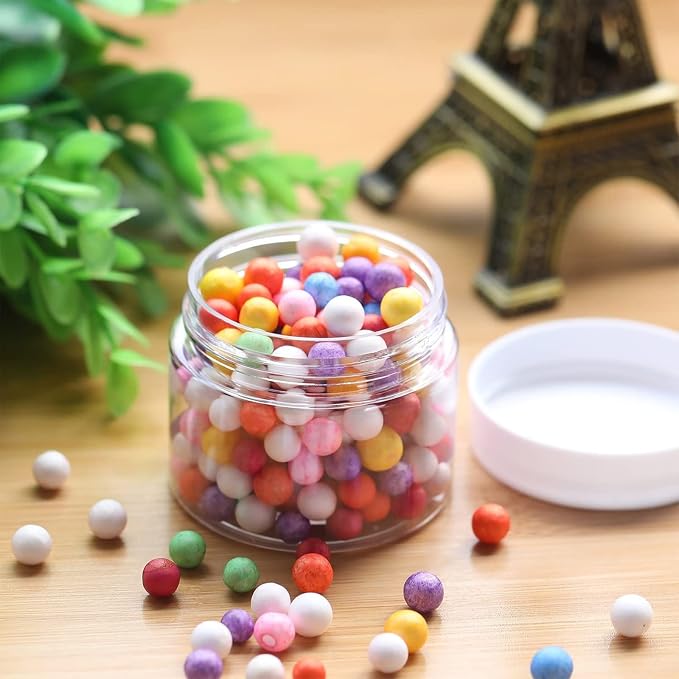 12 Pack 3 oz Plastic Container Jars with Lids Round Clear Travel Cosmetic Container Jars for Toiletries, Lotion, Cream, Ointments, Makeup, Rhinestone, Samples, Kitchen Storage (White)
