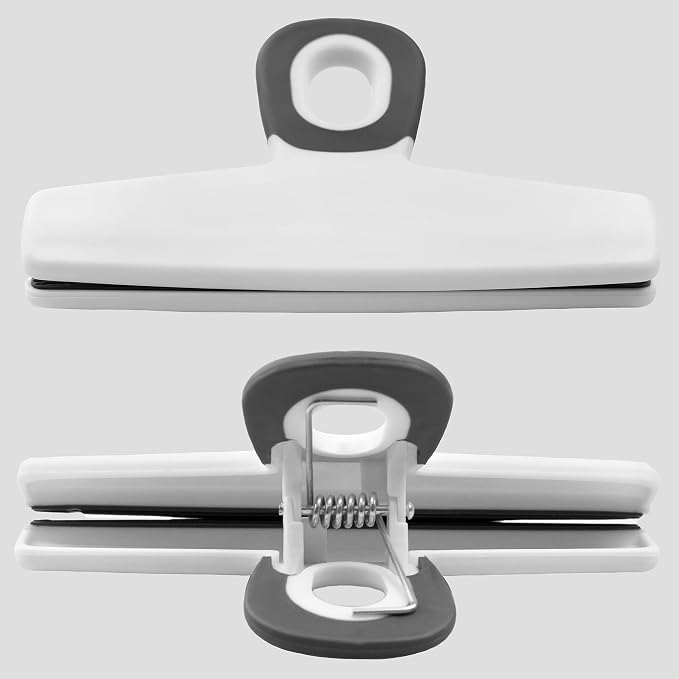 COOK WITH COLOR Bag Clips - Wide Heavy Duty, Large for Food Storage with Air Tight Seal Grip, Pack of 8, White