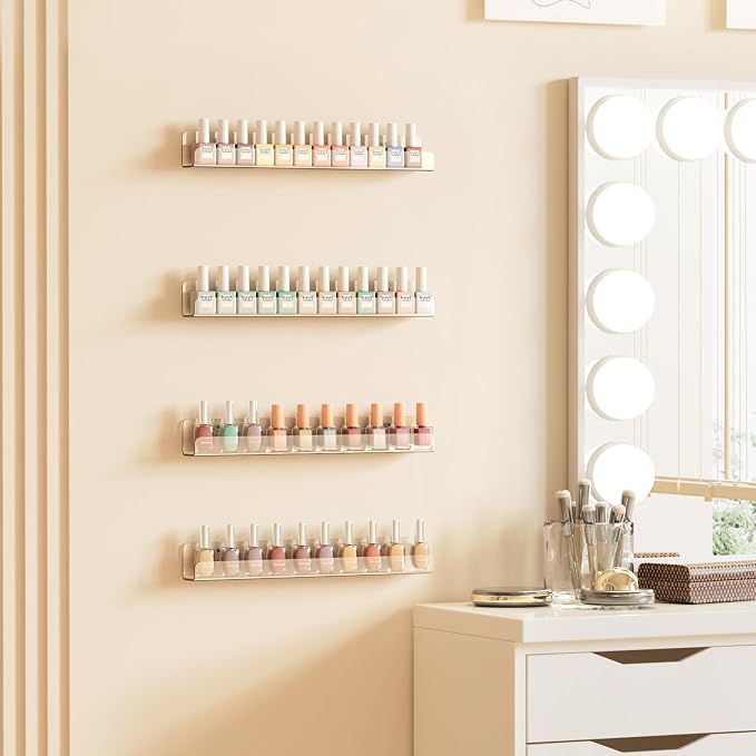 upsimples 10 Pcs 12" Clear Acrylic Shelves, Small Shelf for Wall Display | Narrow Floating Shelves for Nail Polish, Vinyl Wall Mount, Record Holder, Magazine Rack, Comic Display, Picture Ledge Shelf