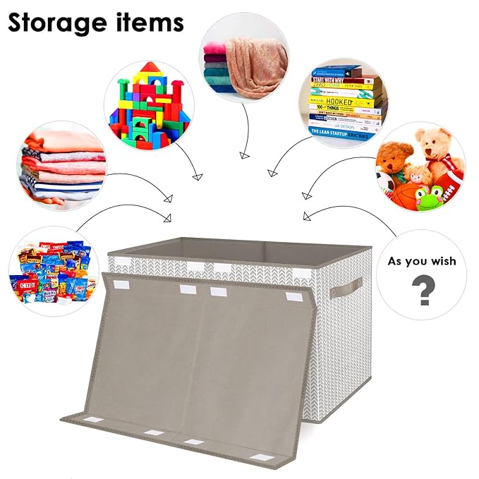 Toy Box Chest Organizer Bins for Boys Girls Kids, Large Collapsible Fabric Storage Container with Flip-Top Lid & Handles for Clothes,Blanket,Nursery,Playroom,Bedroom,Tree Branch Pattern (Gray)