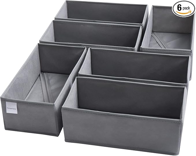 6 Packs Dresser Drawer Organizers for Clothing,Woven-Fabric Baby Clothes Organizer and storage in Bedroom-Closet & Drawer Organization-1 Large Cell