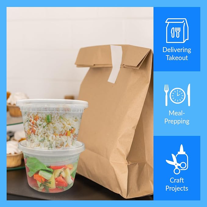 Reli. Leak-Proof Deli Containers 25 Sets, 16 oz | Meal Prep & Food Storage | Leak-Proof Lids, Meal Prep Ready, Space-Saving and Stackable Soup Containers, BPA Free Deli Food Storage, Microwave Safe