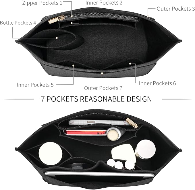 LOUKAYCCI Felt Purse Organizer Insert for Longchamp Le Pliage S Handbag Insert (Small, Black)
