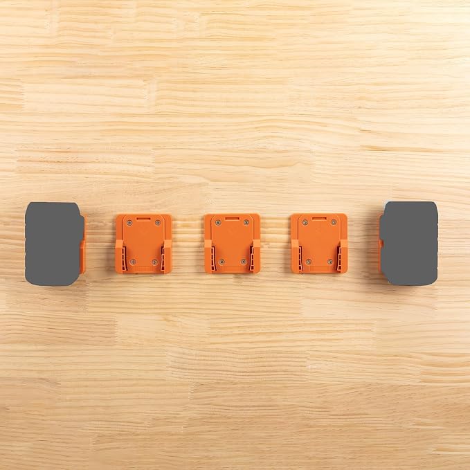 Battery Holder Compatible for Ridgid 18V Battery, Wall Mount Battery Storage Organizer for Workshop, Garage, Work Van, Under Shelf, Tool Box-5 Pack