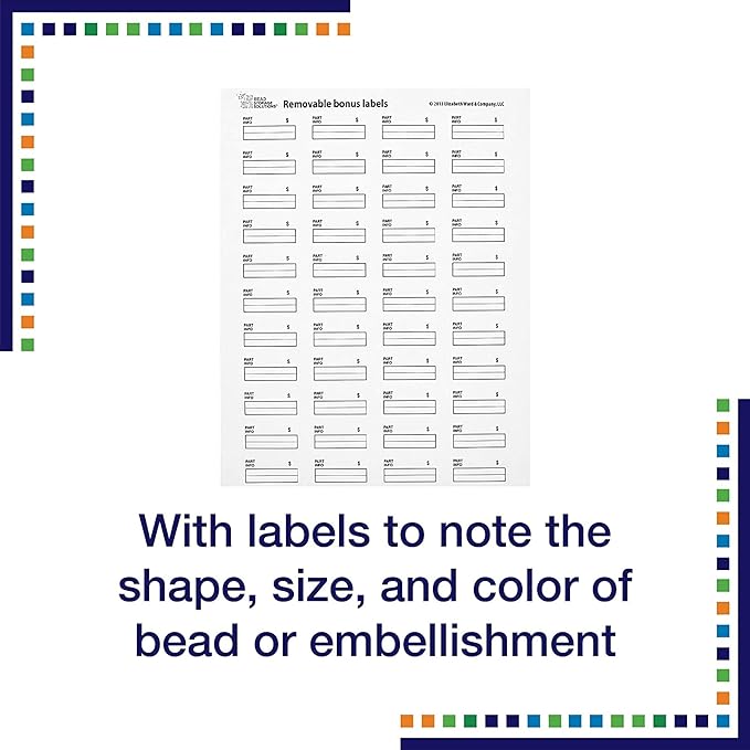 Elizabeth Ward Bead Storage Solutions Plastic Storage Tray and Bead Organizer with 78 Containers of Various Sizes, Tray, and Lid for Beads, Clear