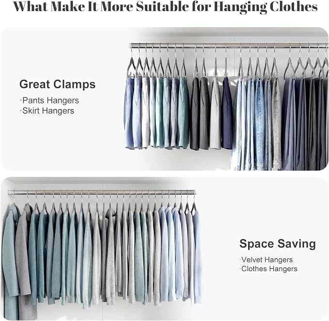 HOUSE DAY Velvet Skirt Hangers 12 Pack, Gray Velvet Pant Hangers with Adjustable Clips, Space Saving Slim Shorts Hanger, Heavy Duty Non Slip Clip Hanger for Pants, Skirts, Shorts