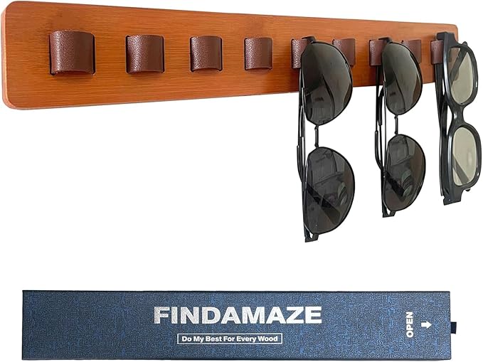 Sunglasses Organizer Wall Mounted Wood Sunglass Holder for Home Glasses Holder/Sunglasses Rack,Home Decor (Wood color-1pcs-long)