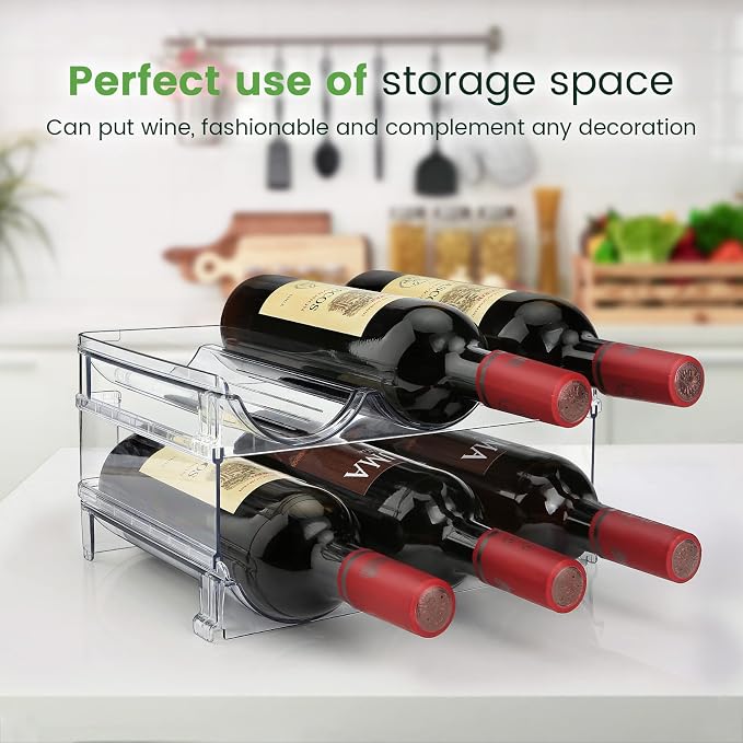 spospo Water Bottle Organizer for Cabinet, Water Bottle Storage Organizer, 2 Packs Water Bottle Storage Rack, Water Bottle Holder for Cabinet, Stackable Water Bottle Storage Rack