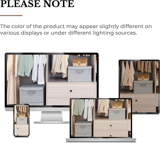 GRANNY SAYS Storage Baskets with Lids, Clothes Storage Boxes, Fabric Storage Bins, Keepsake Box, Closet Organizers and Storage, Gray, 2-Pack