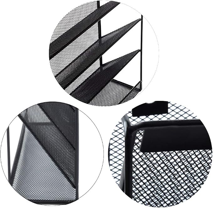 EASEPRES Hanging File Holder Organizer, 6 Tier Mesh Metal Wall Mount Document Letter Tray Organizer for Office Home, Black