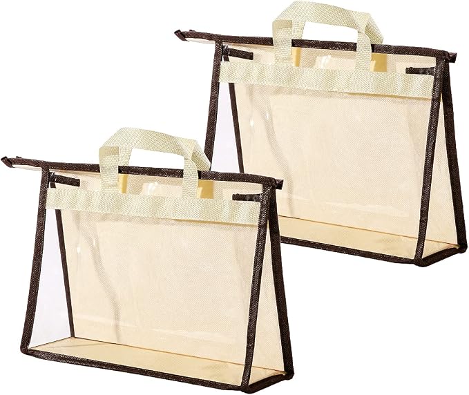 Clear Handbag Storage Bags Purse Organizer for Closet, Zipper Hanging Storage Bag for Handbags, S, 2PCS