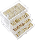 misaya Earring Organizer with 4 Drawers, 31-Slot Acrylic Jewelry Organizer Box for Women, Birthday Present, Cream