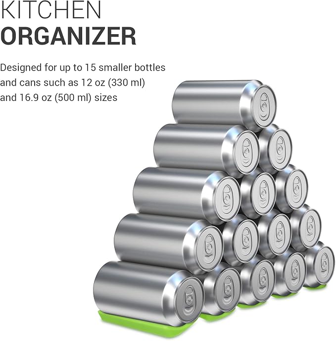 kwmobile Bottle Stacking Mat - Refrigerator Organizer to Stack Bottles, Cans, Beer, Soda - Non-Slip Holder Rack