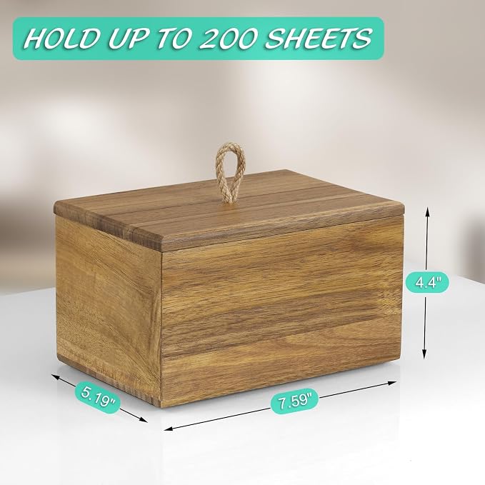 Bivvclaz Dryer Sheet Holder, Acacia Wood Laundry Sheets Container, Laundry Room Organization and Storage for Farmhouse Laundry Room Decor and Accessories, Fabric Sheet Holder