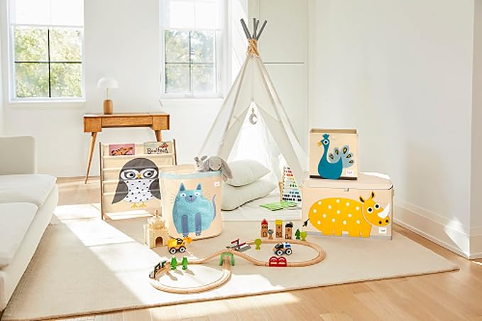 3 Sprouts Toy Storage Cube Bin, Foldable Storage Box, Peacock | Foldable organizer, Playroom or nursery toy storage, Cube shelf compatible, Toys books clothes storage, Folds flat