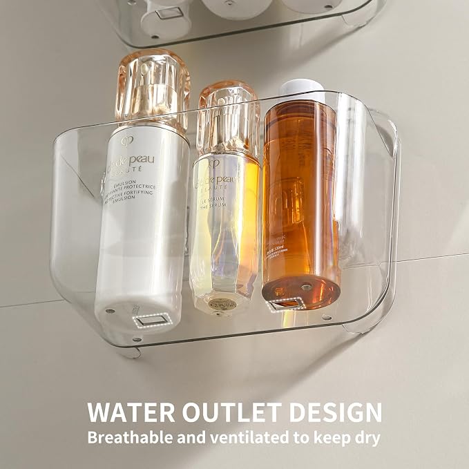 Kitchen Under Sink Cabinet Door Organizer, 4 Pack, Adhesive Clear Acrylic Wall Mount Shelf, Bathroom Makeup Storage Bins, Shower Caddy, Spice Rack, Drink Packet Sponge Dishwasher Pod Holder