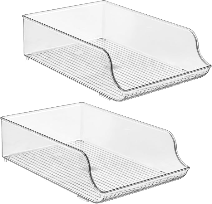 iDesign Plastic Water Bottle Organizer, Clear, 2-Pack | For Fridge, Bottle Holder, For Kitchen and Pantry