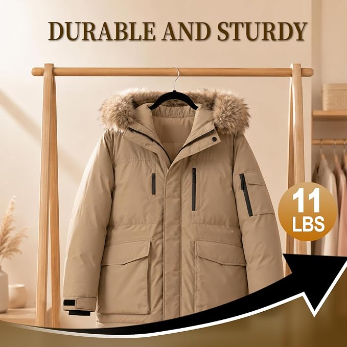 Velvet Hangers 50 Pack, Non Slip Clothes Hangers with Shoulder Notches, Slim Felt Hanger with 360° Swivel Hook, Space-Saving, Heavy Duty, for Coat, Shirt, Pants, Dress, Suits, Black