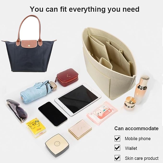 Lckaey Purse Organizer Insert for Le Pliage Neo Handbags Insert Organizer1012khaki-S