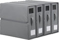 4 Pack Sheet Organizers and Storage Foldable Sheet Organizer for Linen Closet Fabric Container Boxes with Clear Window and Handle for Blanket Comforter Pillow, Grey