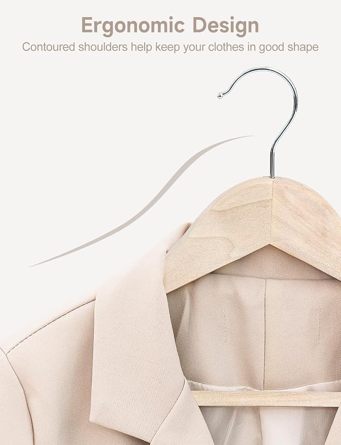 StorageWorks Clothes Hanger 20 Pack, Wooden Coat Hangers for Shirts, Jackets, Pants, Suits, Sweaters, Lotus Wood