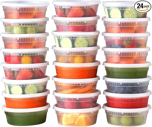 vivigu Deli Containers with Lids 8 oz [24 Set] - Food Storage Containers with Lids for meal prep, Soup Containers with Lids Freezer Safe, BPA Free | Portion Control | Leakproof…