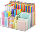 VITVITI Acrylic Pen Holder, Clear Desk Organizer, Pen Organizer for Desk, 7 Compartments Pencil Holder, Desktop Stationery Organizer for Office Storage/School/Home/Art Supplies