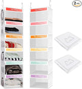 Amylove 2 Pack 6 Shelf Weekly Clothes Organizer for Kids with Side Pocket, 47 Inch Days of the Week Clothes Organizer, Monday to Friday Daily School Outfits Clothing Divider for Kids(White)