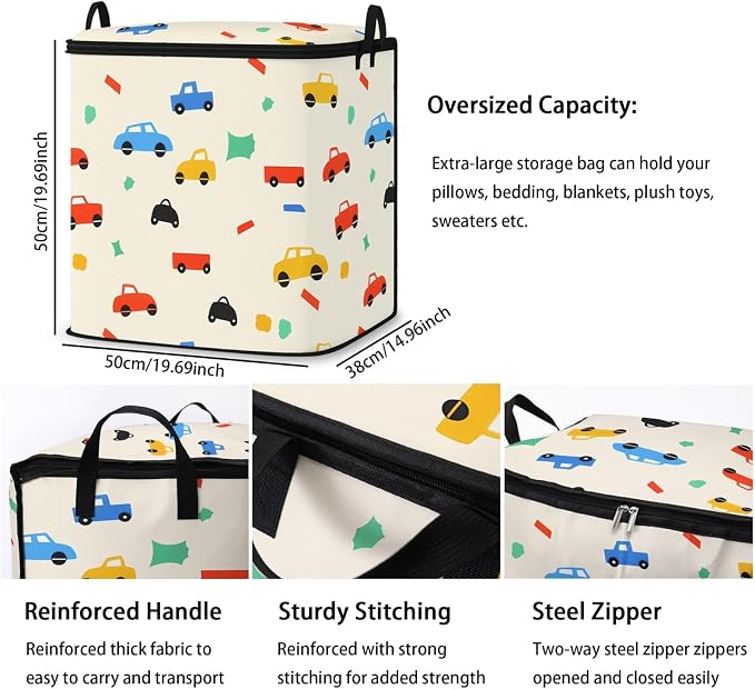 2pcs blanket storage bag for under bed,closet organizers 95L | quilt duvet sweater sheet bedding pillow clothes storage for closet,dorm moving essentials containers with portable handles