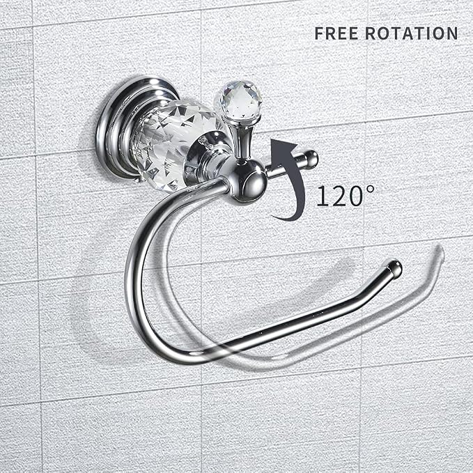 WOLIBEER Crystal Toilet Paper Holder, Polished Chrome Tissue Paper Holder Silver Bathroom Toilet Roll Hanger Wall Mounted Brass