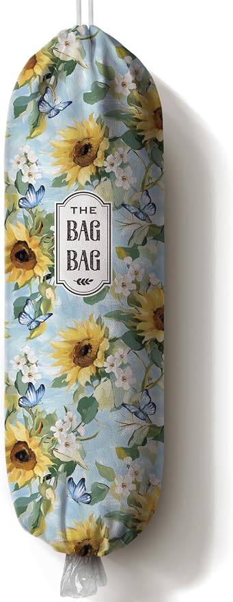 Sunflower Grocery Bag Holder,Plastic Bag Organizer Storage,Sunflower Kitchen Decor 23" x 9"