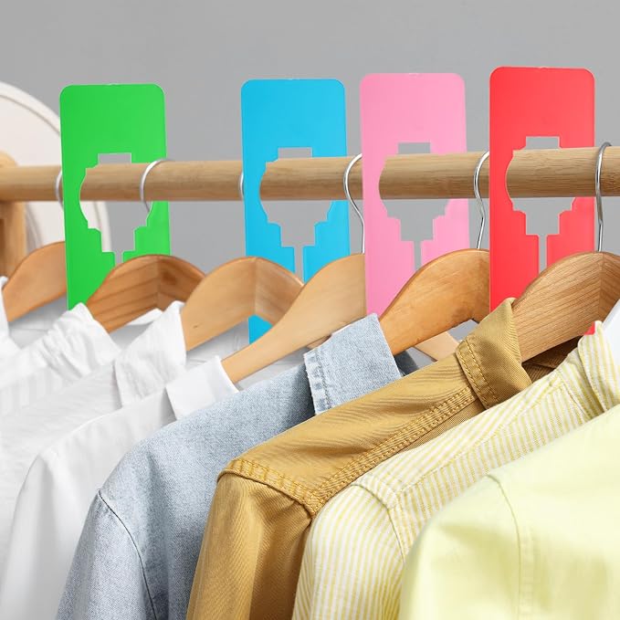 uxcell 10 Pcs Clothes Dividers,Rectangle Closet Rack Dividers Clothing Rack Size Dividers Blank Labels Writable & Reusable for Hanging Clothes Sorting Size, Multicolor