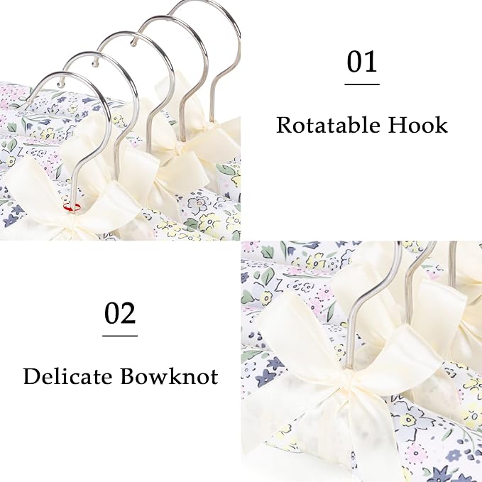NEOVIVA Padded Hangers for Women Clothing, Floral Padded Clothes Hangers for Women, No Shoulder Bump Hangers for Adult, Clothes Hangers for Sweaters, Dresses, Suits (Pack of 10)