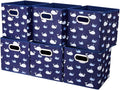 Fabric Cube Storage Bins Whale10.5x 10.5 x 11 in Foldabe Navy Blue Storage Cubes Folding Cloth Storage Cubes Boxes Collapsible Cube Inserts Storage Baskets Drawer for Cube Organizer Closet QY-SC11-6